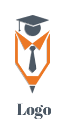 education logo graduated person made of pencil 