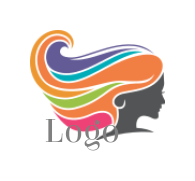 Abstract girls colorful silhouette with wavy hair design