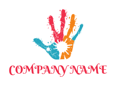 make an arts logo abstract hand with artist paint splash