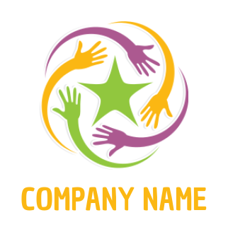 community logo icon abstract hands around the star - logodesign.net