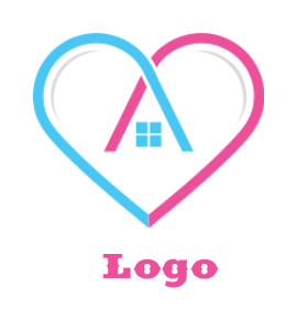 real estate logo of abstract heart shaped house