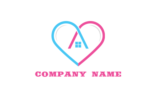 real estate logo of abstract heart shaped house