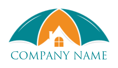 real estate logo abstract house with umbrella