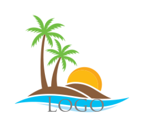 abstract island with palm trees