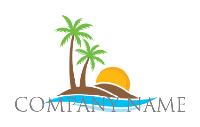 abstract island with palm trees