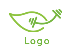 fitness logo maker abstract leaf with barbell