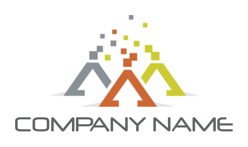 advertising logo abstract A with arrows pixels