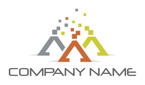 advertising logo abstract A with arrows pixels