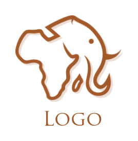 design a animal logo abstract line art elephant on Africa map 