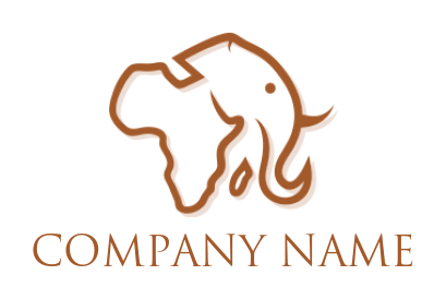 design a animal logo abstract line art elephant on Africa map 