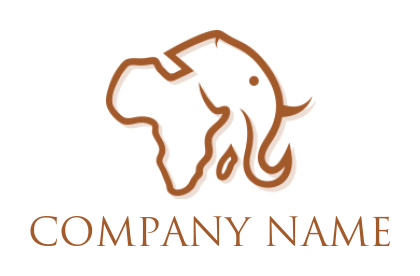 design a animal logo abstract line art elephant on Africa map 