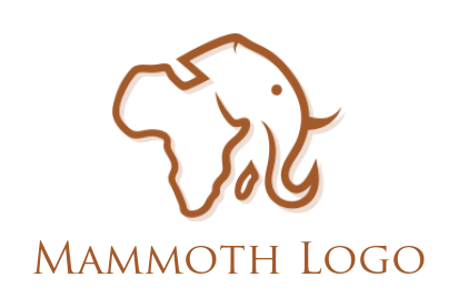 design a animal logo abstract line art elephant on Africa map 