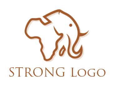 design a animal logo abstract line art elephant on Africa map 