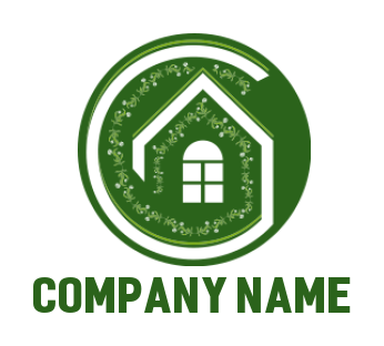 home improvement logo line art home in circle