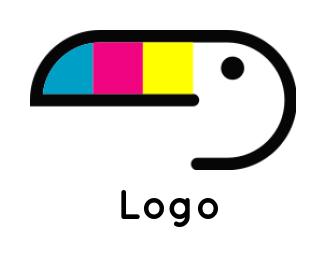 pet logo line art toucan beak with cmyk colors