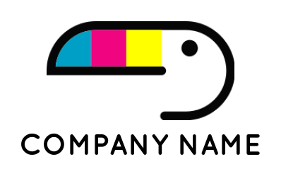 pet logo line art toucan beak with cmyk colors
