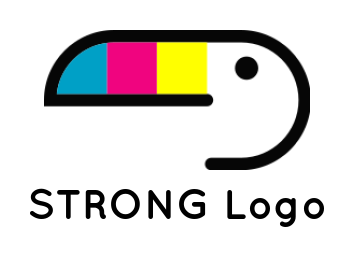 make a pet logo Abstract line art toucan beak with cmyk colors