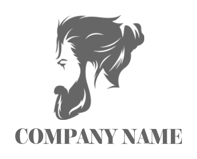 fashion logo beard male side profile with hair bun