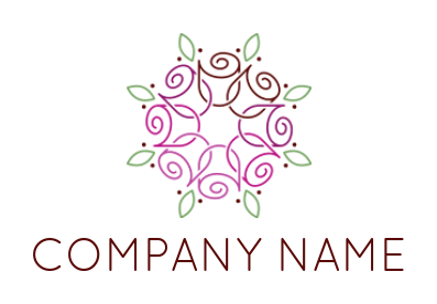 beauty logo icon rose buds with leaves