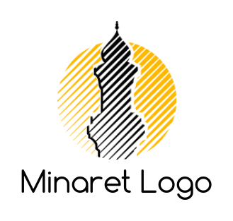 religious logo abstract minaret yellow circle