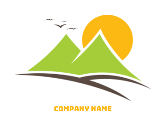 landscape logo illustration abstract mountain and sun - logodesign.net