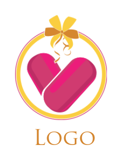 beauty logo nails in circle and ribbon on top