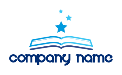 create an education logo open book with stars