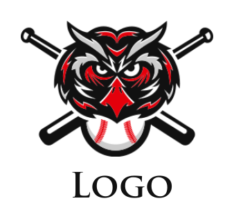create a pet logo abstract owl with bat and ball 