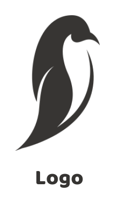 pet logo abstract penguin made of leaf shape