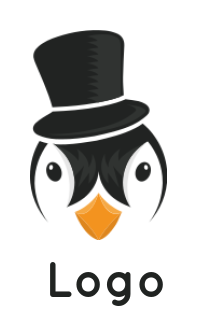 bird logo icon penguin  face with black hat