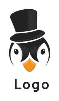 bird logo icon penguin  face with black hat