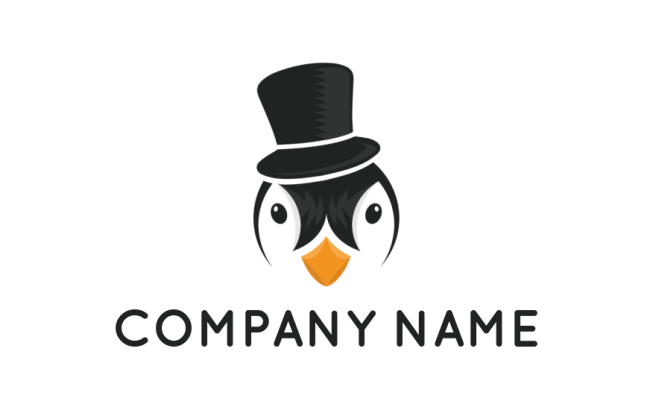 pet logo icon abstract penguin with black hat