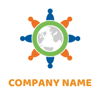 community logo abstract people around the globe