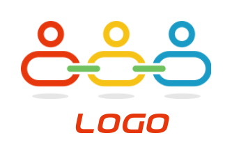 community logo abstract people forming chain