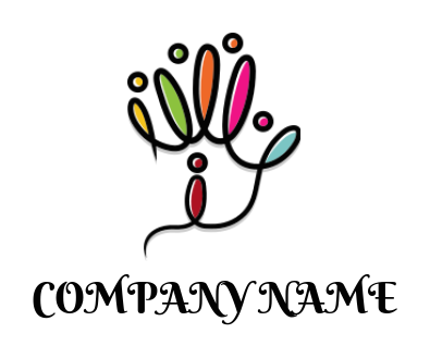 arts logo illustration abstract people forming hand shape - logodesign.net