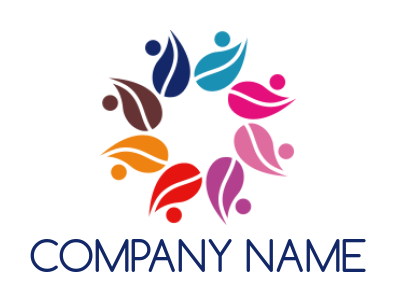 community logo people forming rotating leaves