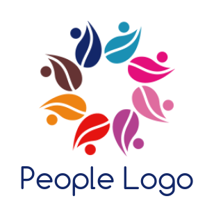community logo people forming rotating leaves