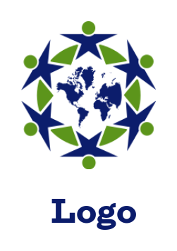 community logo maker abstract people rotating in globe