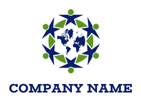 community logo maker abstract people rotating in globe