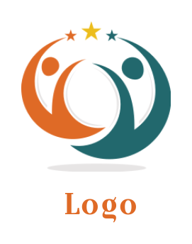 make a community logo abstract people with stars