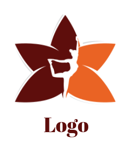 fitness logo person dancing in front of flower