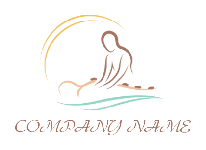 spa logo abstract person doing massage stones