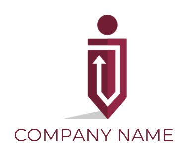 HR logo abstract person in shield shape with arrow inside