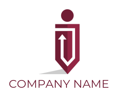 HR logo shield shape person with arrow inside