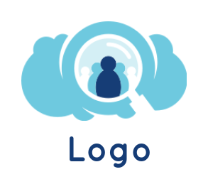 design an employment logo abstract person inside magnifying glass and cloud 