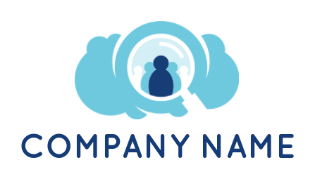 design an employment logo abstract person inside magnifying glass and cloud 