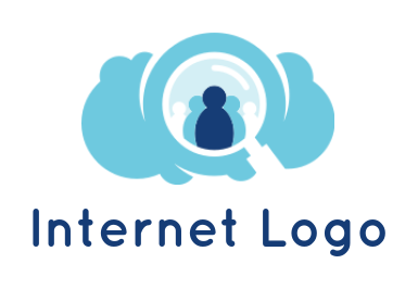 design an employment logo abstract person inside magnifying glass and cloud 