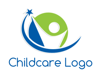 childcare logo abstract person inside the circle