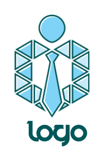 HR logo with abstract person made of triangles