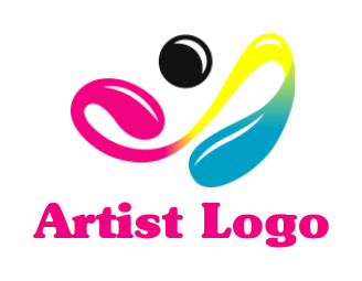 printing logo icon abstract person wave ink drop